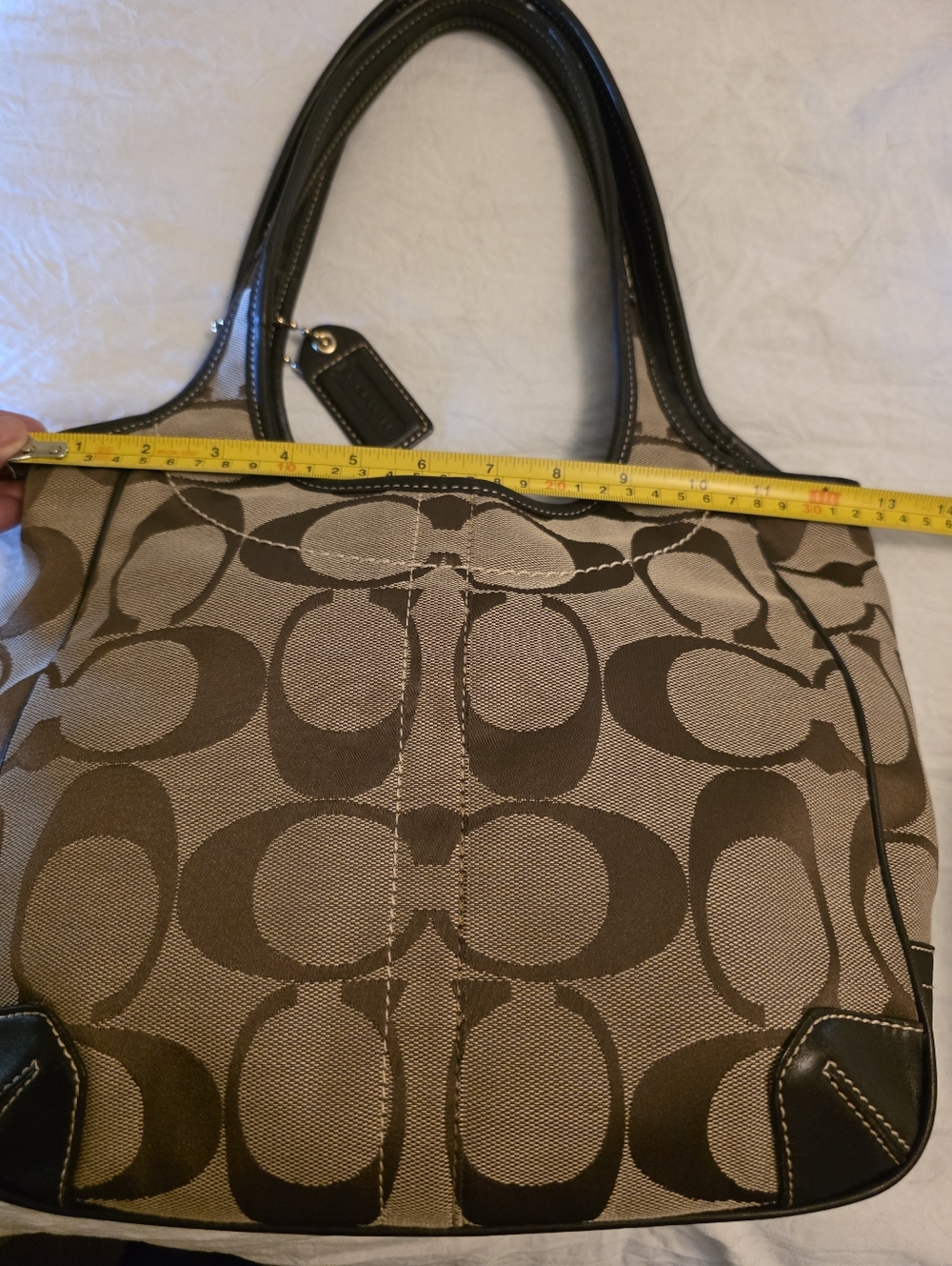 Authentic Coach Signature Canvas Tote Bag in Brown From JAPAN No Flaws Looks New - Picture 6 of 12